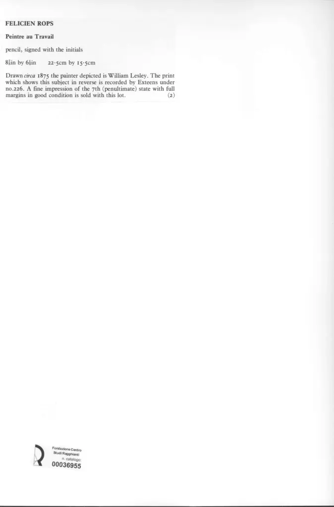 Anonimo , Rops, Felicien - sec. XIX - Peintre au Travail , retro