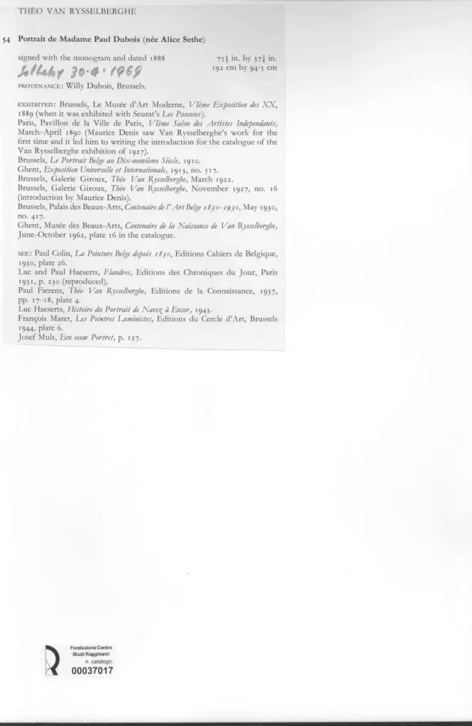 Anonimo , Van Rysselberghe, Th&eacute;o - sec. XIX , retro