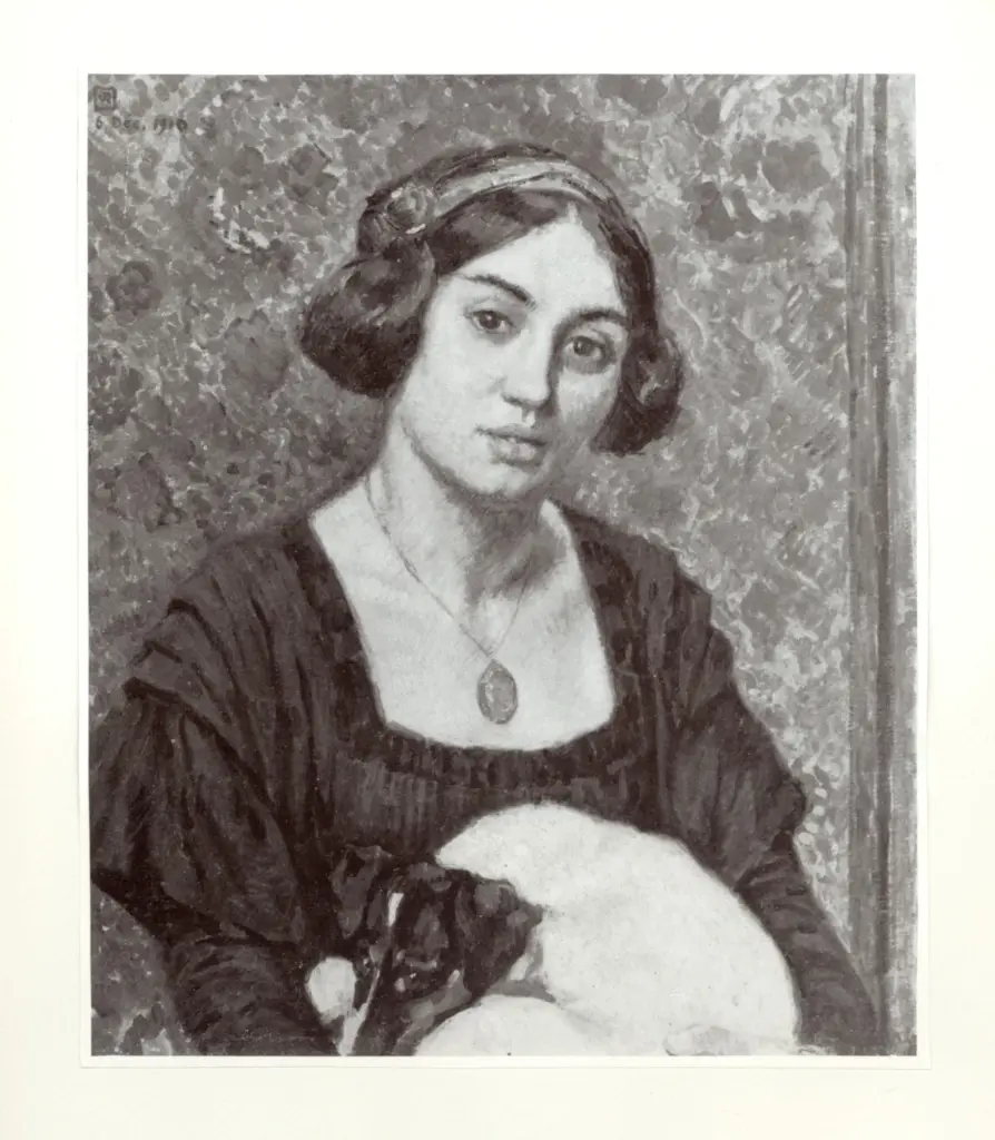 Van Rysselberghe, Th&eacute;o , Elizabeth van Rysselberghe avec son Fox-Terrier