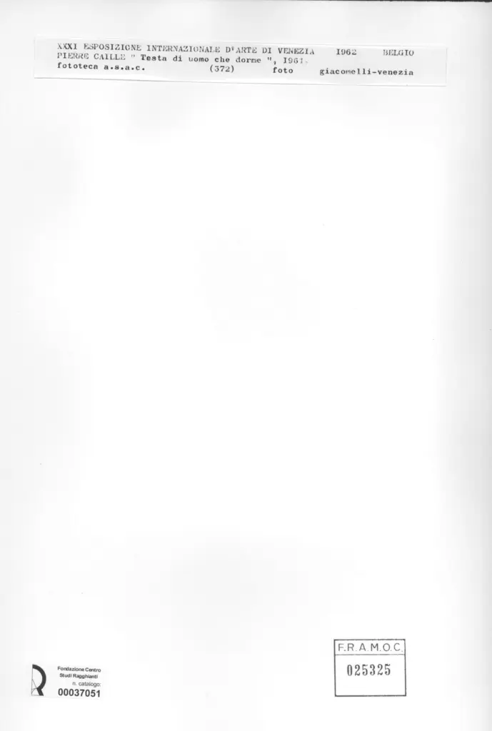 Giacomelli , Caille, Pierre - sec. XX - Testa di uomo che dorme , retro