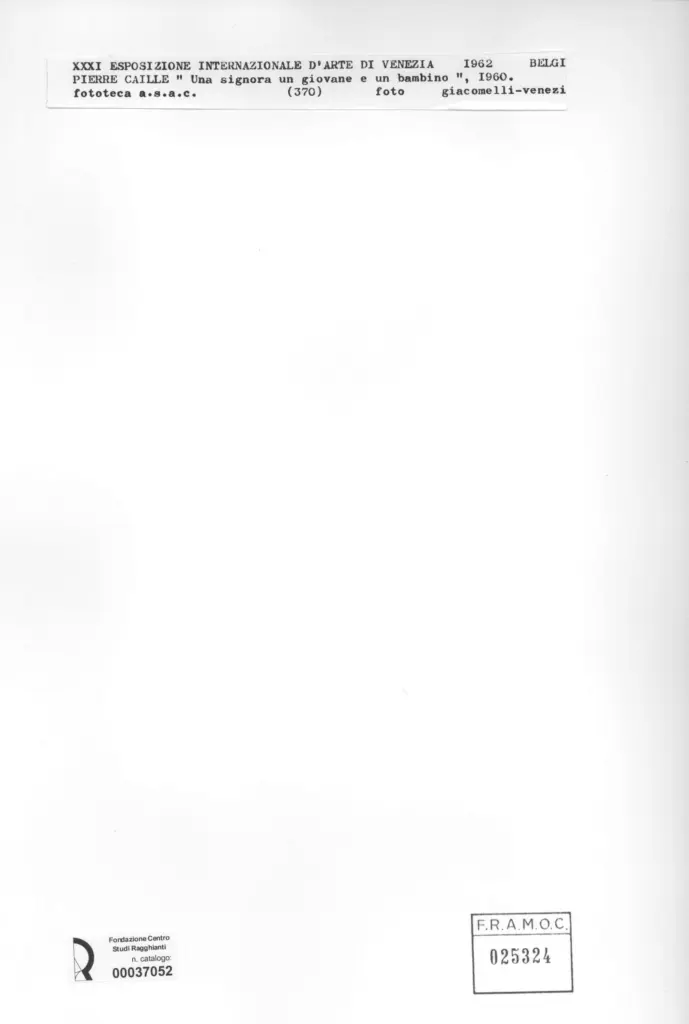 Giacomelli , Caille, Pierre - sec. XX - Una signora un giovane e un bambino , retro