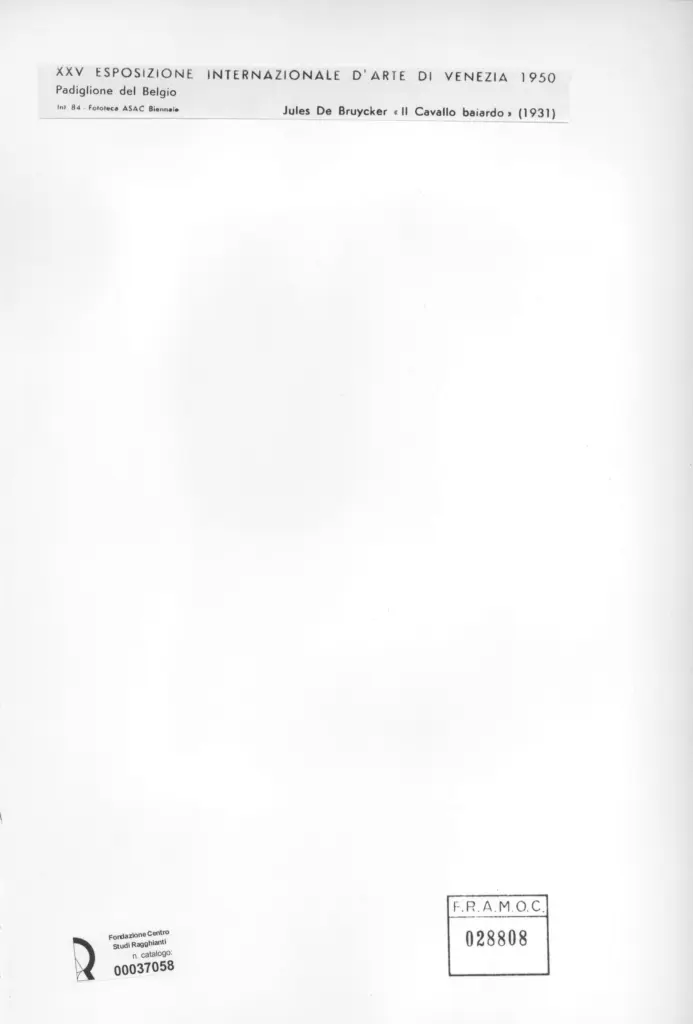 Anonimo , De Bruycker, Jules - sec. XX - Il Cavallo baiardo , retro