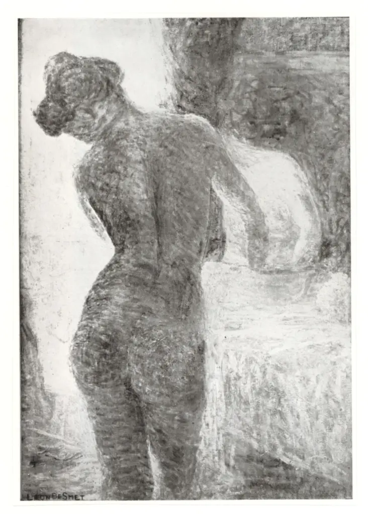 Anonimo , De Smet, L&eacute;on - sec. XIX/ XX - Femme debout se lavant devant un Miroir , fronte