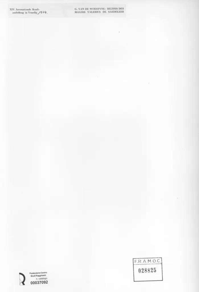 Anonimo , van De Woestyne, G. - sec. XX - Bildnis des Malers Valerius De Saedeleer , retro