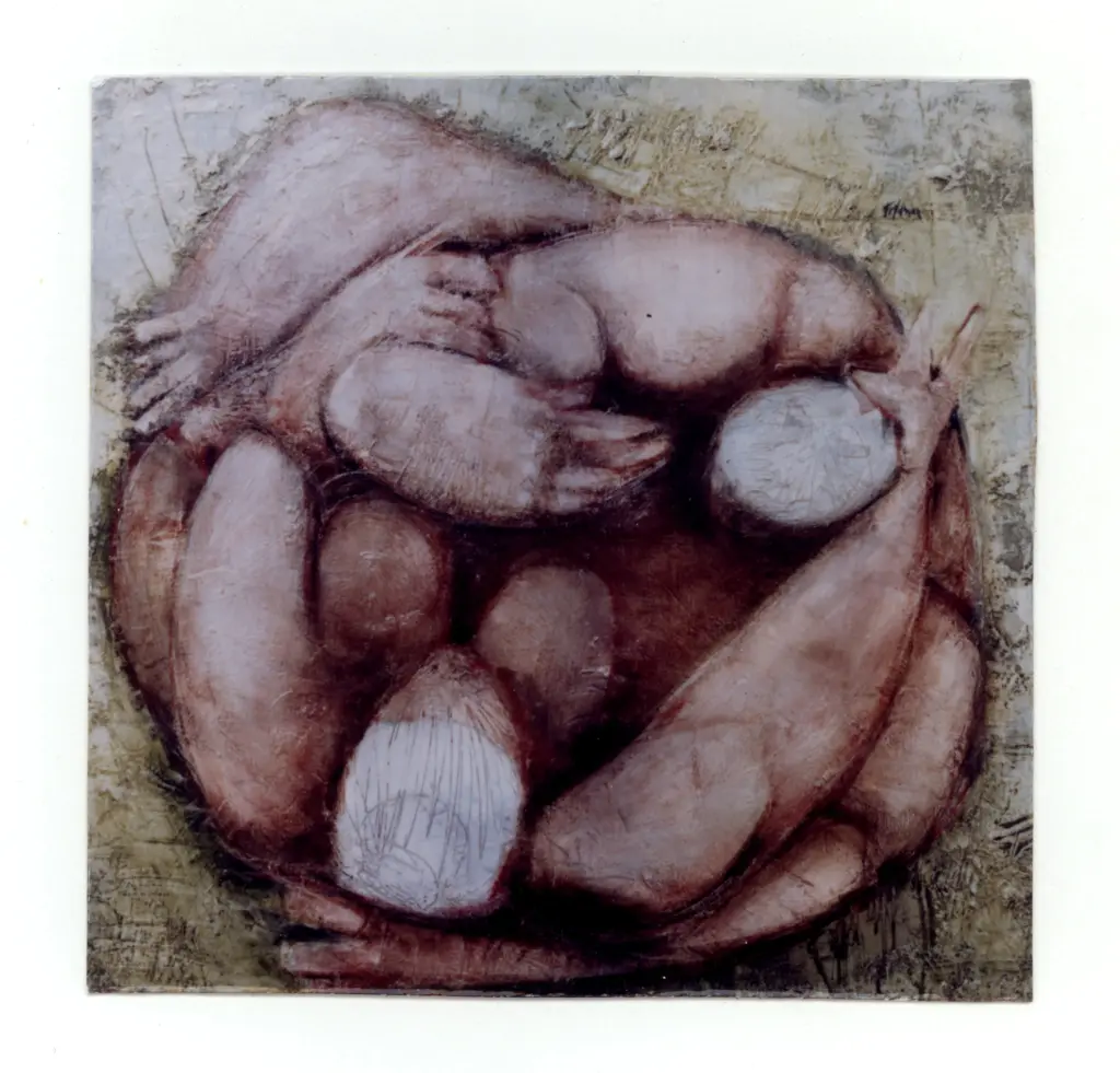 Frydman, Maurice , Couple enlace sur fond jaune