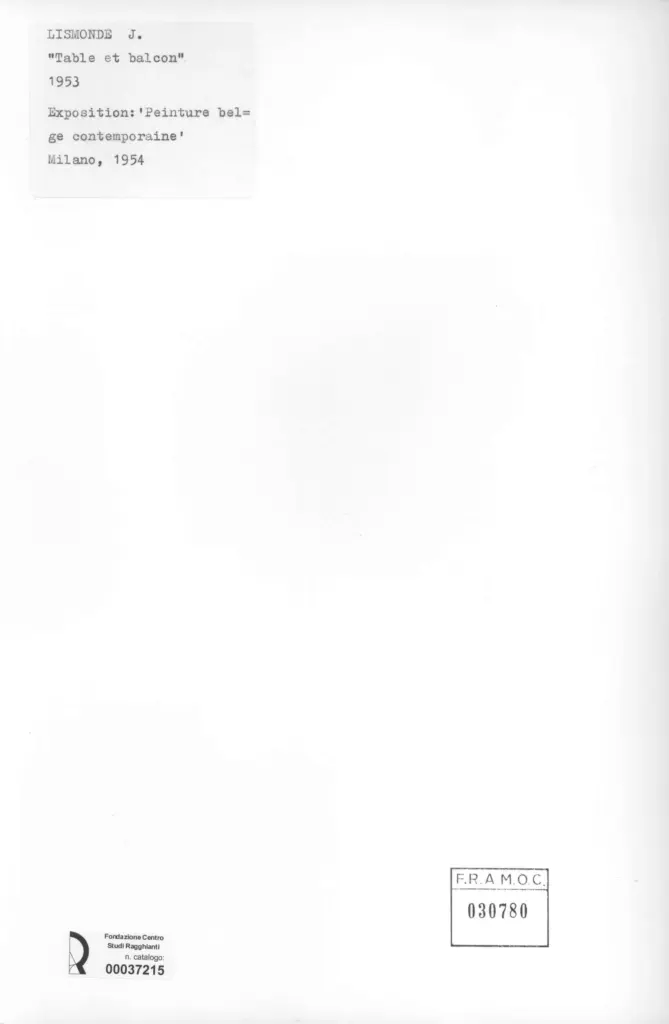 Anonimo , Lismonde, J. - sec. XX - Table et balcon , retro