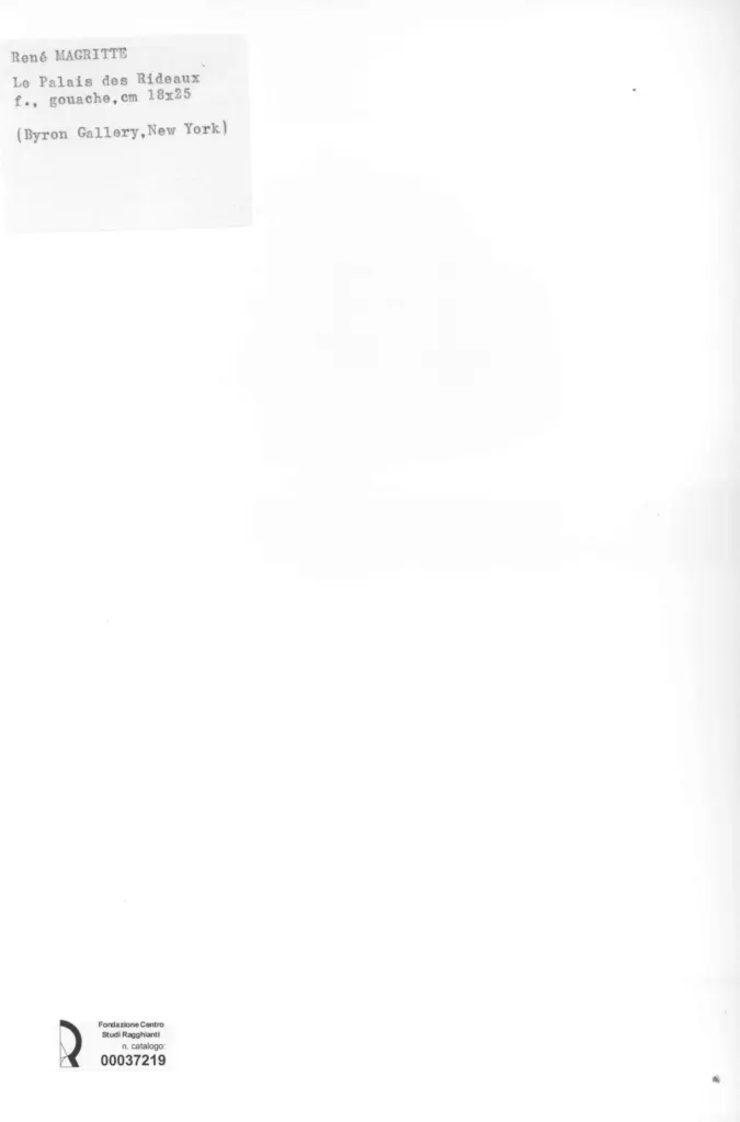 Anonimo , Magritte, Ren&eacute; - sec. XX - La Palais des Rideaux , retro