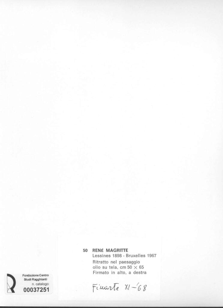 Anonimo , Magritte, René - sec. XX - Ritratto nel paesaggio , retro
