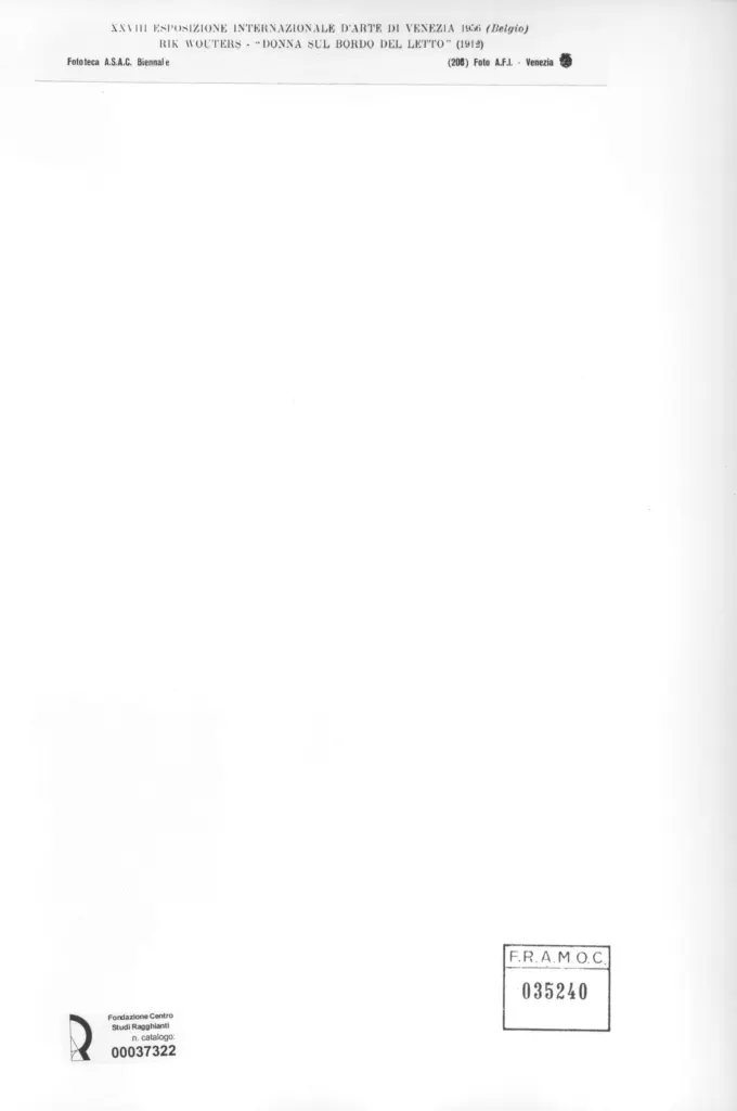 A.F.I. Agenzia Fotografica Industriale , Wouters, Rik - sec. XX - Donna sul bordo del letto , retro