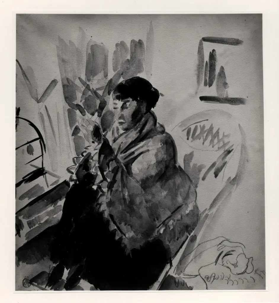 A.F.I. Agenzia Fotografica Industriale , Wouters, Rik - sec. XX - Donna con il pappagallo , fronte