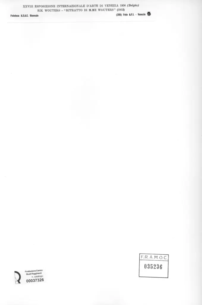 A.F.I. Agenzia Fotografica Industriale , Wouters, Rik - sec. XX - Ritratto di M.me Wouters , retro