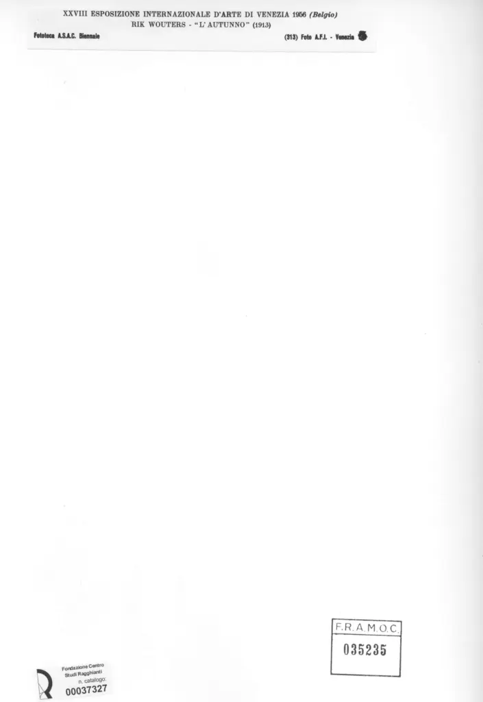 A.F.I. Agenzia Fotografica Industriale , Wouters, Rik - sec. XX - L'autunno , retro