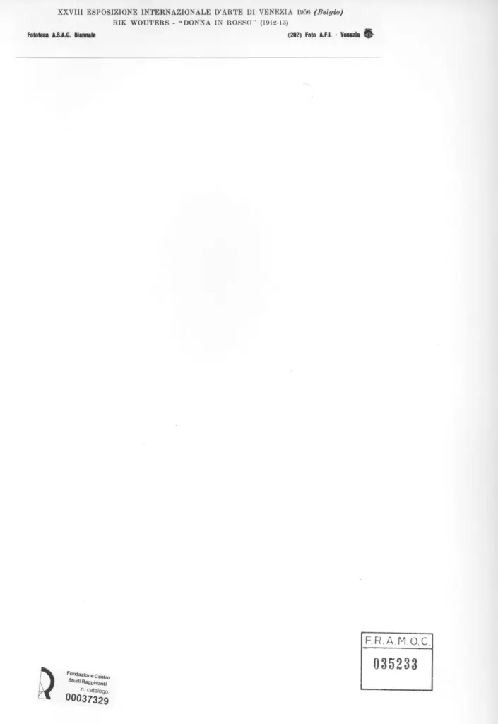 A.F.I. Agenzia Fotografica Industriale , Wouters, Rik - sec. XX - Donna in rosso , retro