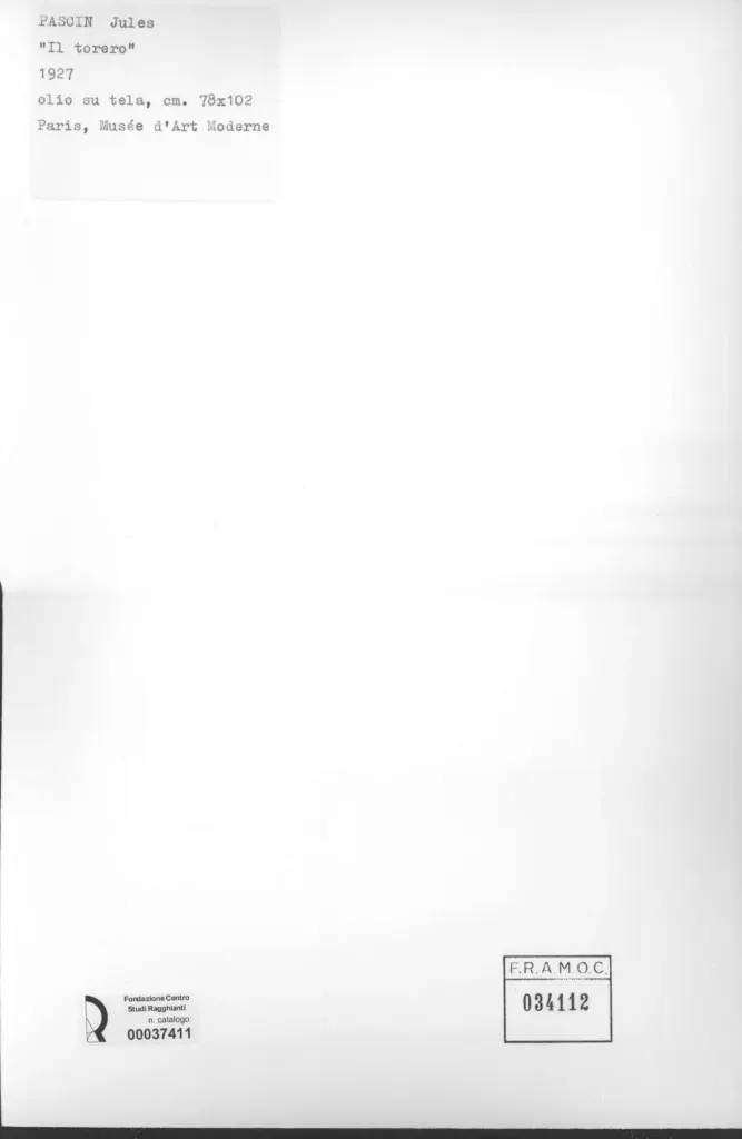 Anonimo , Pascin, Jules - sec. XX - Il torero , retro