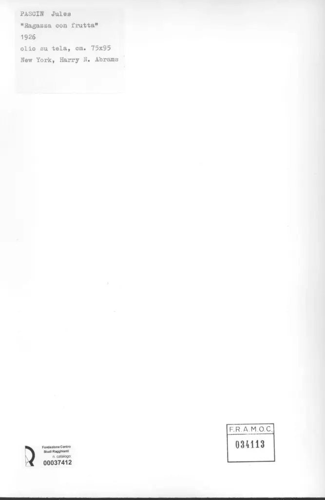 Anonimo , Pascin, Jules - sec. XX - Ragazza con frutta , retro