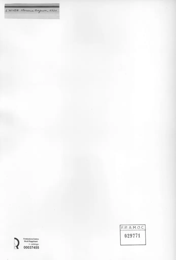 Anonimo , Gagnon, Clarence - sec. XX - L'Hiver , retro