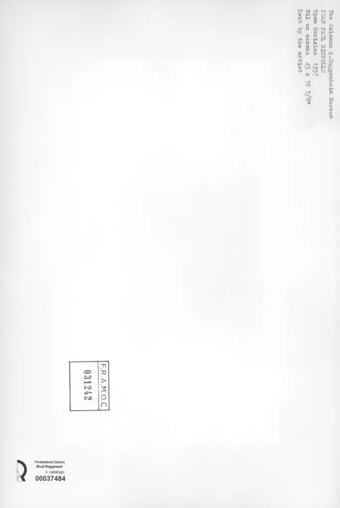 Anonimo , Riopelle, Jean-Paul - sec. XX - Open Horizins , retro