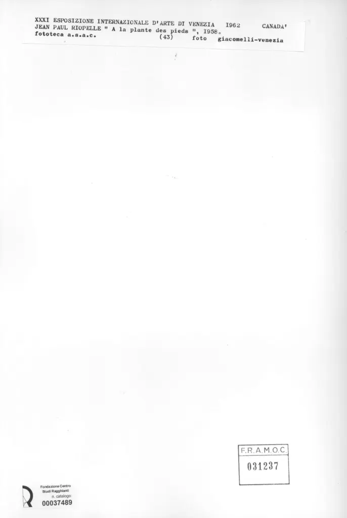 Giacomelli , Riopelle, Jean-Paul - sec. XX - A la plante des pieds , retro