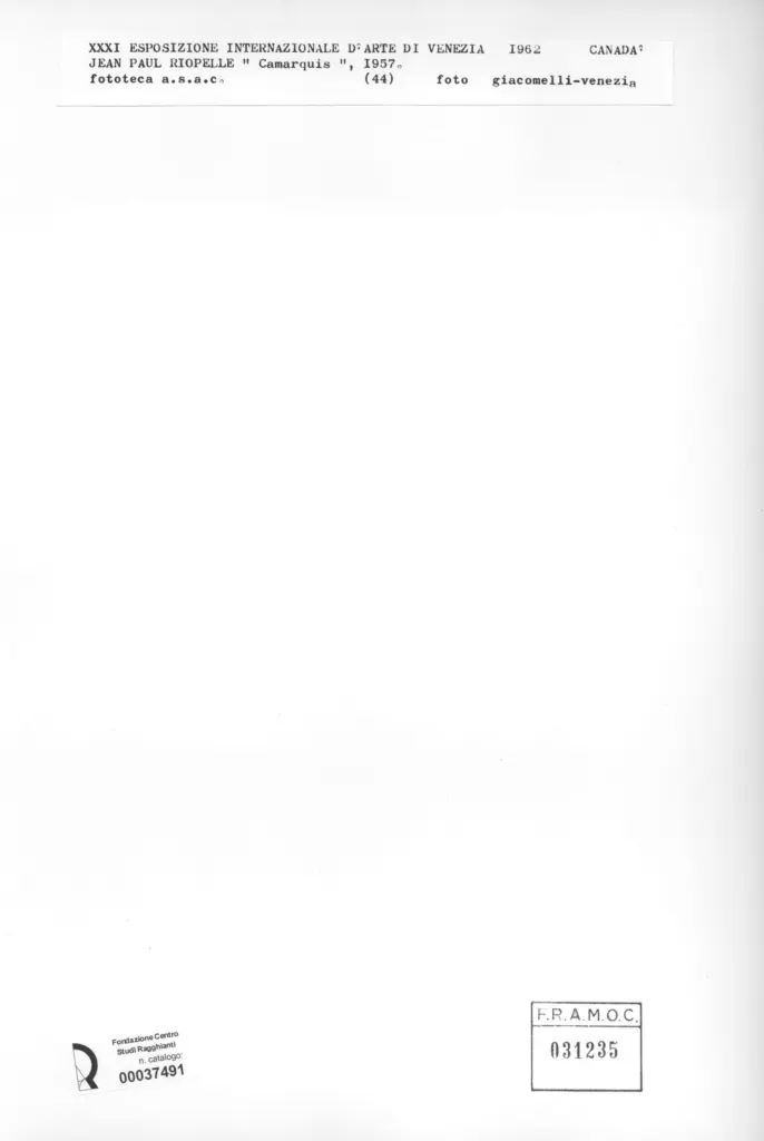 Giacomelli , Riopelle, Jean-Paul - sec. XX - Camarquis , retro