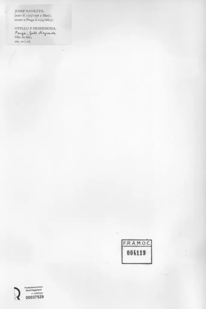 Anonimo , Navratil, Josef - sec. XIX - Otello e Desdemona , retro