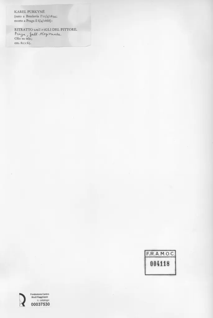 Anonimo , Purkynê, Karel - sec. XIX - Ritratto dei figli del pittore , retro