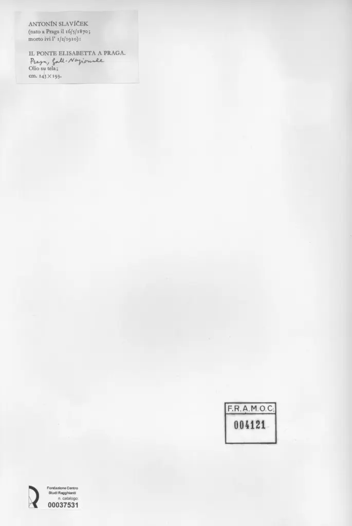 Anonimo , Slavicek, Antonin - sec. XIX - Il ponte Elisabetta a Praga , retro
