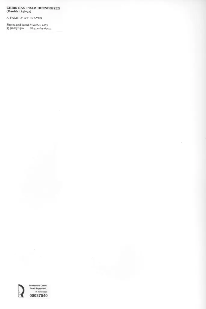 Anonimo , Hanningsen, Christian Pram - sec. XIX - A family at prayer , retro