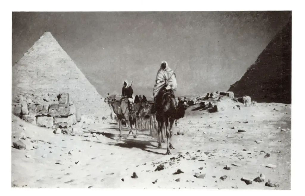 Anonimo , Monsted, Peder - sec. XIX - A camel train passing the pyramids of Ghiza , fronte