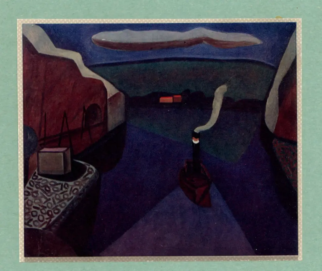 Anonimo , Cerny, Karel - sec. XX - Landschaft mit dampfer , fronte