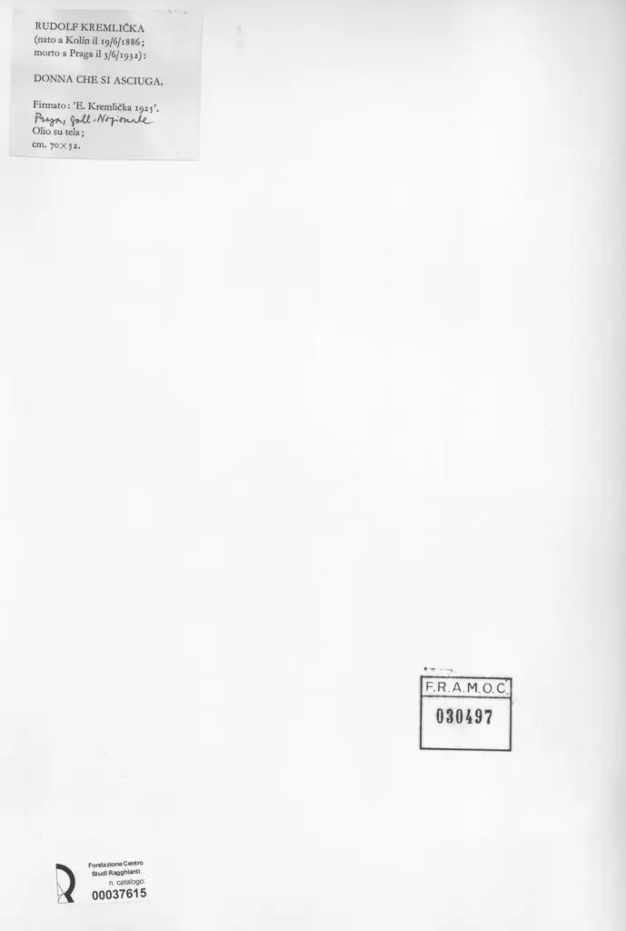 Anonimo , KremliČka, Rudolf - sec. XX - Donna che si asciuga , retro
