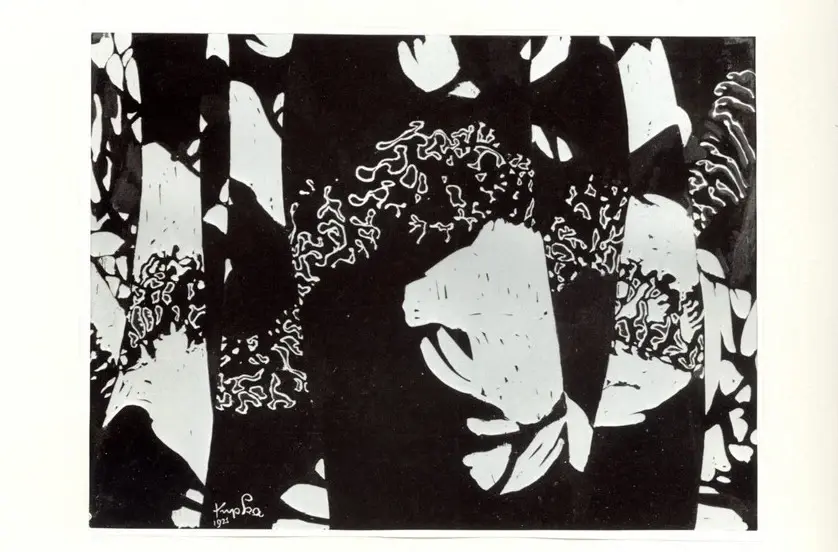 Kupka, Frank , White forms on black