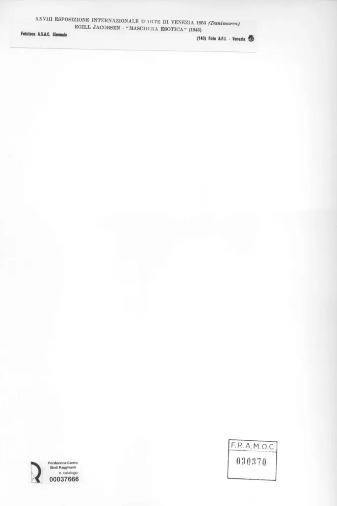 A.F.I. Agenzia Fotografica Industriale , Jacobsen, Egill - sec. XX - Maschera esotica , retro