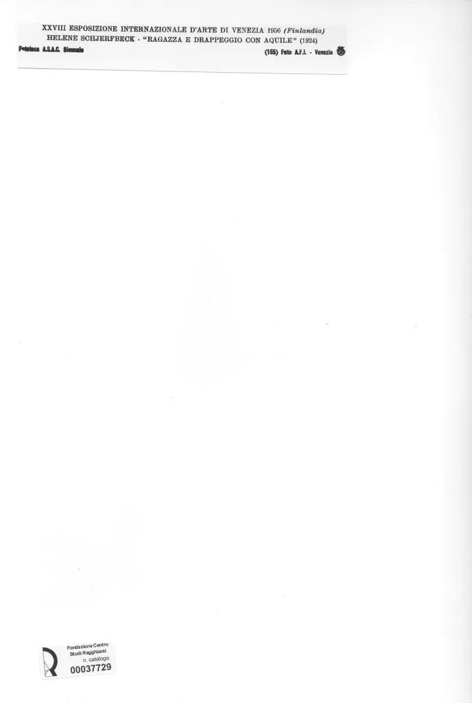 A.F.I. Agenzia Fotografica Industriale , Schjerfbeck, Helene - sec. XX - Ragazza e drappeggio con aquile , retro