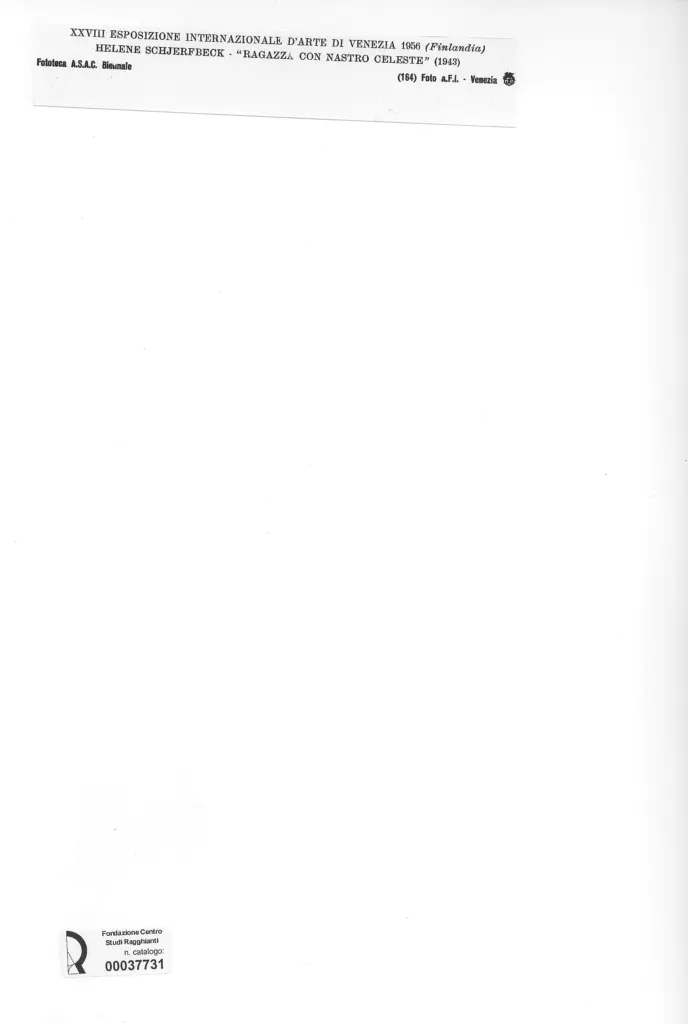 A.F.I. Agenzia Fotografica Industriale , Schjerfbeck, Helene - sec. XX - Ragazza con nastro celeste , retro