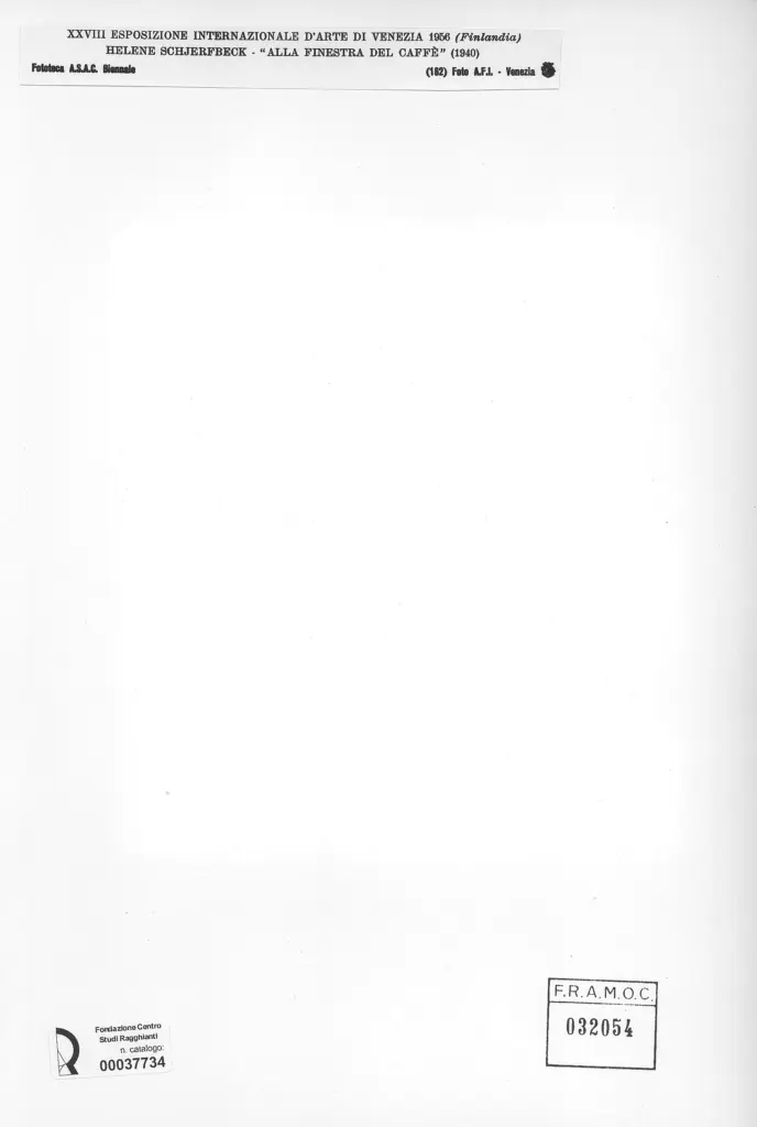 A.F.I. Agenzia Fotografica Industriale , Schjerfbeck, Helene - sec. XX - Alla finestra del caff&egrave; , retro