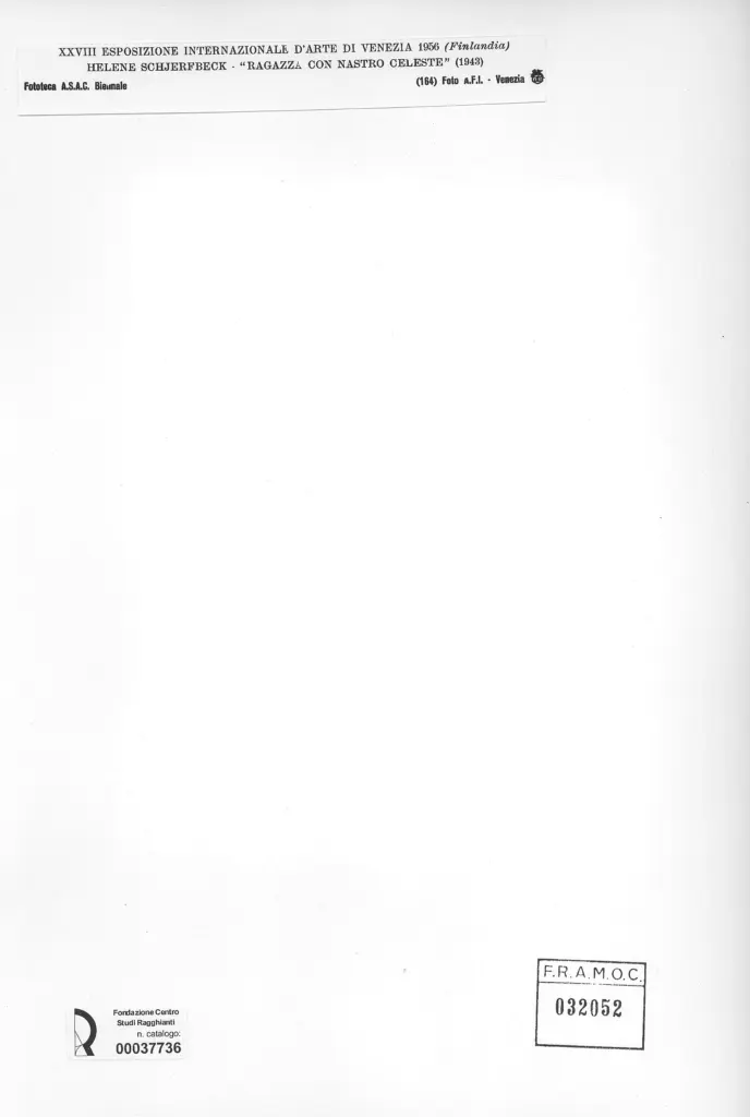 A.F.I. Agenzia Fotografica Industriale , Schjerfbeck, Helene - sec. XX - Ragazza con nastro celeste , retro