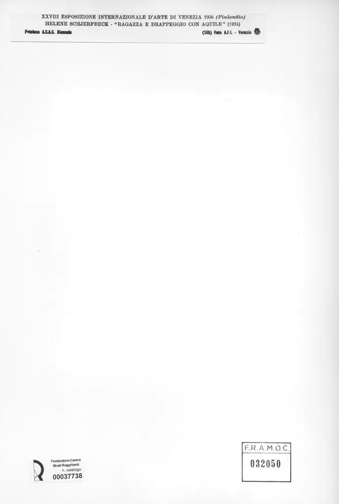 A.F.I. Agenzia Fotografica Industriale , Schjerfbeck, Helene - sec. XX - Ragazza e drappeggio con aquile , retro