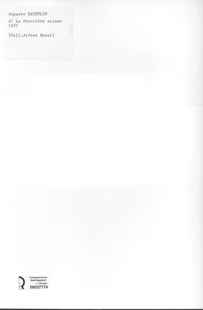 Anonimo , Bachelin, Auguste - sec. XIX - &Agrave; la fronti&egrave;re suisse , retro