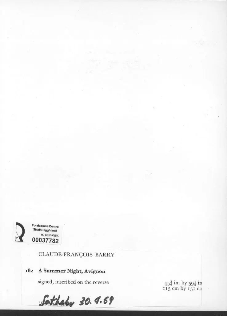 Anonimo , Barry, Claude Fran&ccedil;ois - sec. XIX - A Summer Night, Avignon , retro