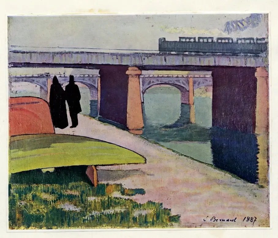 Anonimo , Bernard, Emile - sec. XIX - Bridge at Asni&egrave;res , fronte