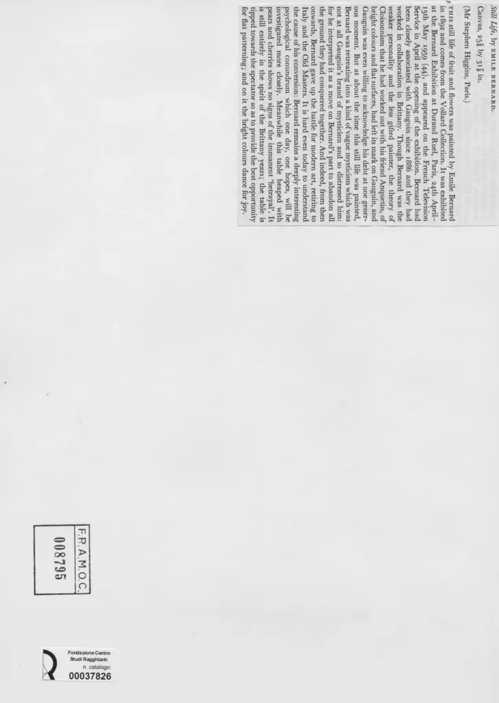 Anonimo , Bernard, Emile - sec. XIX - Still life , retro