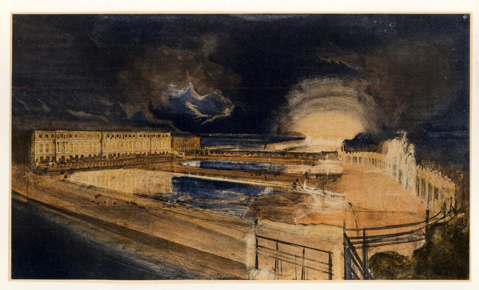 Anonimo , Bonhommé, François - sec. XIX - Feu d'artifice à Versailles en l'honneur de la reine Vittoria, 25 Aout 1855 , fronte
