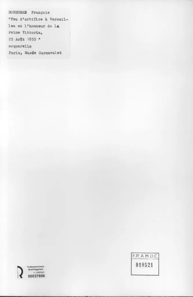 Anonimo , Bonhomm&eacute;, Fran&ccedil;ois - sec. XIX - Feu d'artifice &agrave; Versailles en l'honneur de la reine Vittoria, 25 Aout 1855 , retro