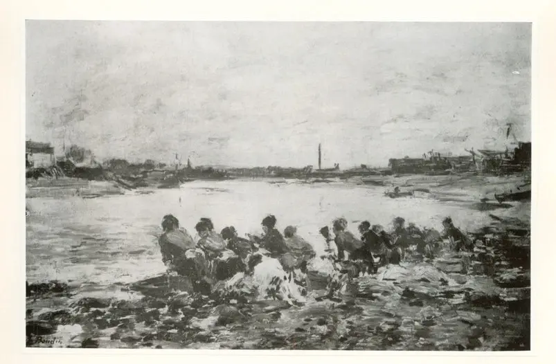 Anonimo , Boudin, Eug&egrave;ne - sec. XIX - Lavenses au bord de la Tonques , fronte