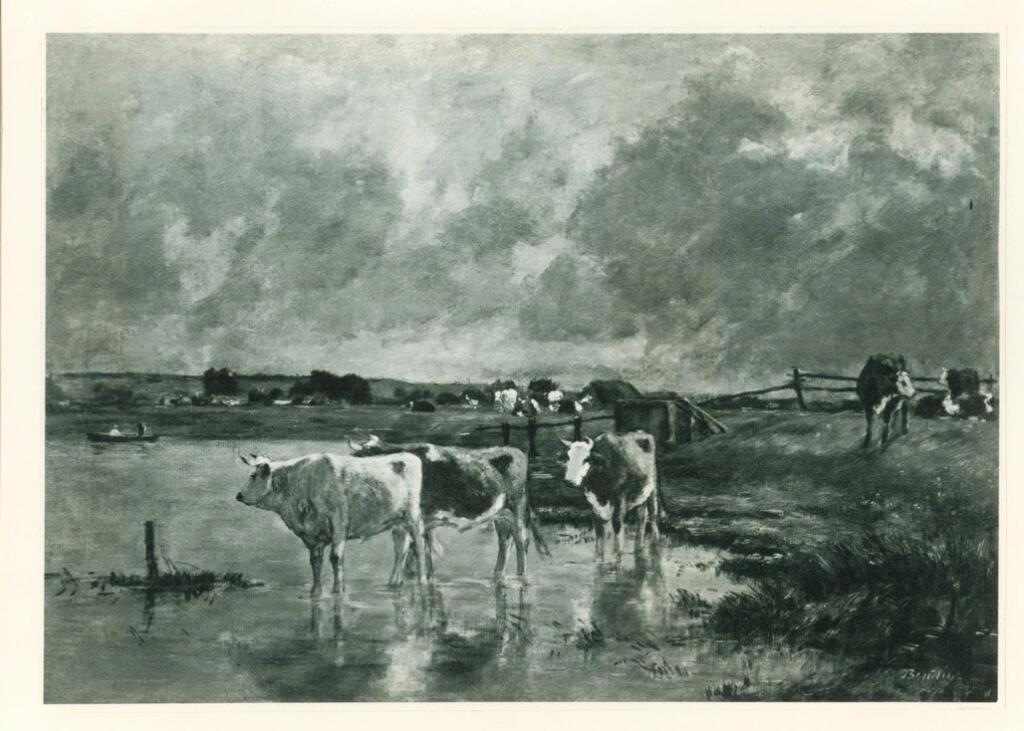 Anonimo , Boudin, Eugène - sec. XIX - Mucche al fiume , fronte