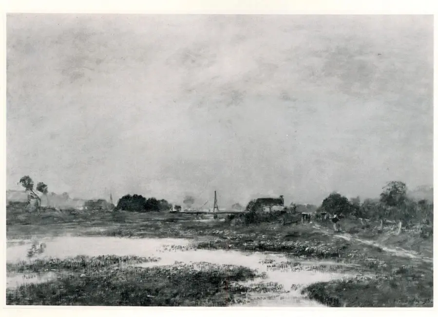 Anonimo , Boudin, Eug&egrave;ne - sec. XIX - Rive de la Touques , fronte