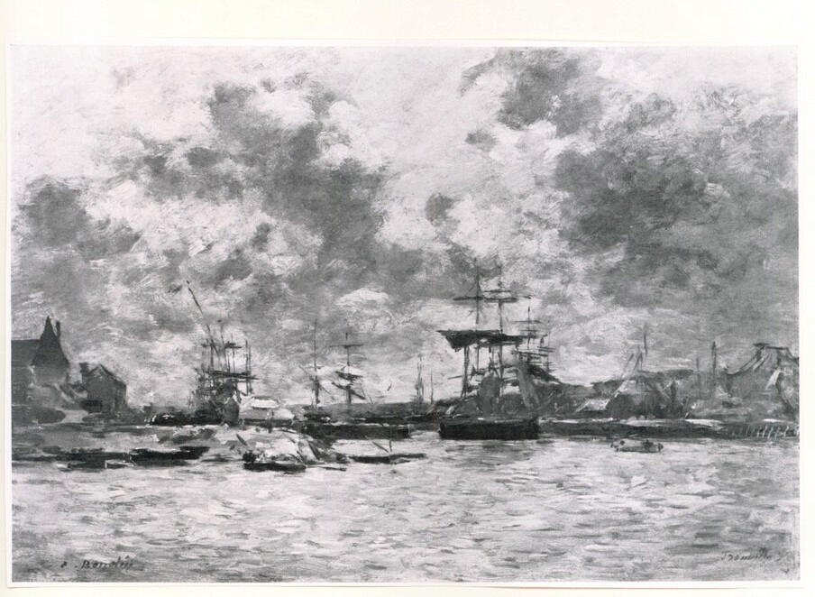 Anonimo , Boudin, Eugène - sec. XIX - Vue du port de Trouville , fronte