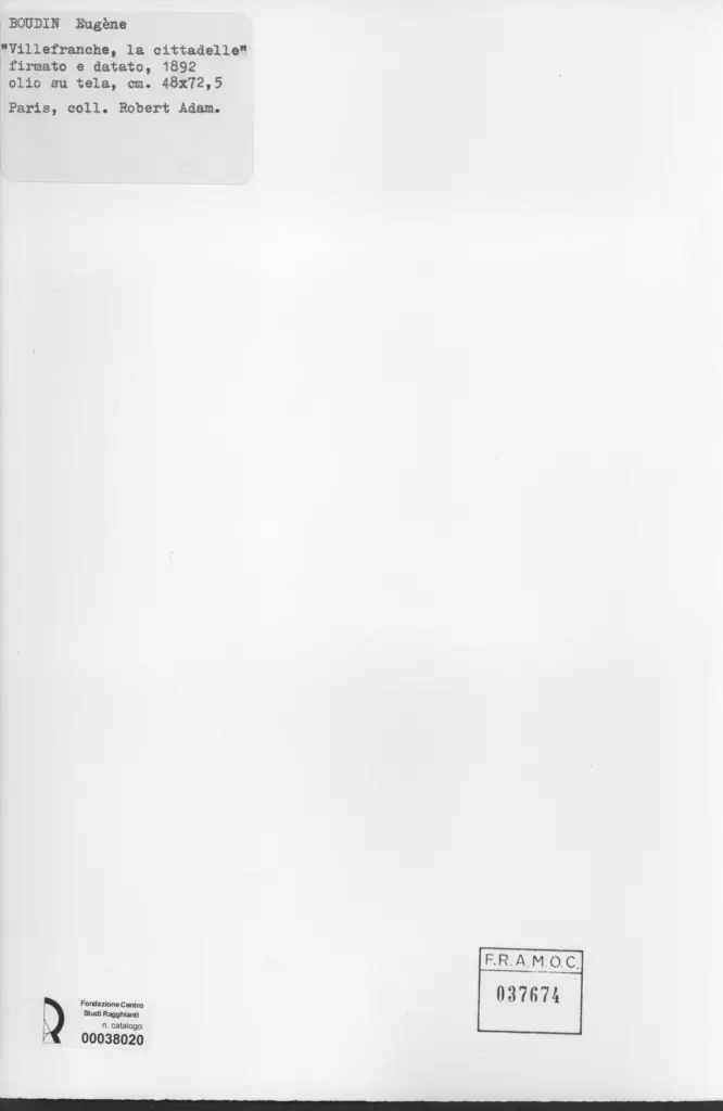 Anonimo , Boudin, Eug&egrave;ne - sec. XIX - Villefranche, la cittadelle , retro