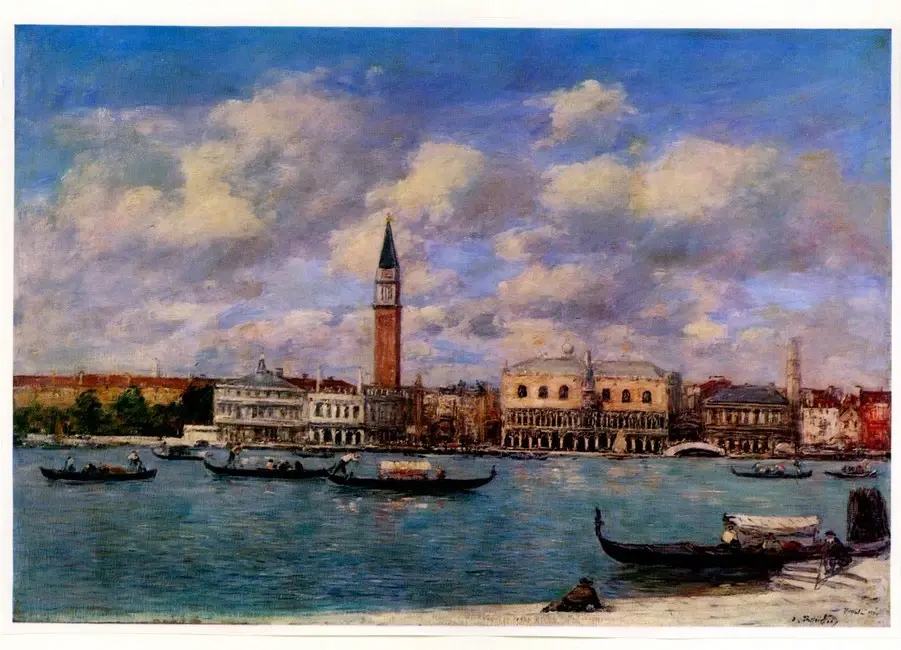 Anonimo , Boudin, Eug&egrave;ne - sec. XIX - Venise, le Palais et le Campanile , fronte