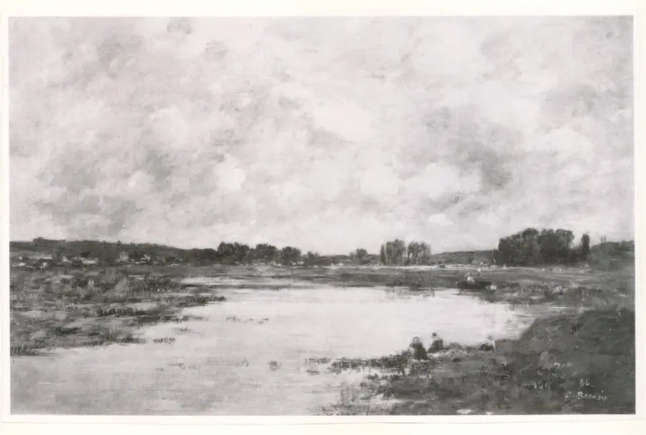 Anonimo , Boudin, Eug&egrave;ne - sec. XIX - Les bords de la Loques, Calvados , fronte